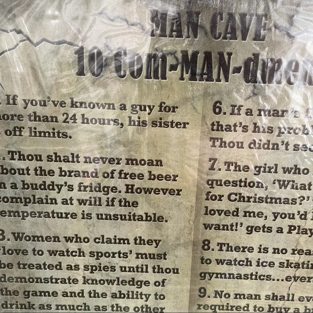 NEW Man Cave Ten Commandments Metal Sign